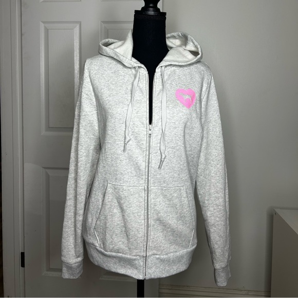 VS PINK Originals Rare Grey Sequins Limited Edition Full Zip Hoodie NWT - Picture 2 of 3
